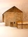 house and barn in snow